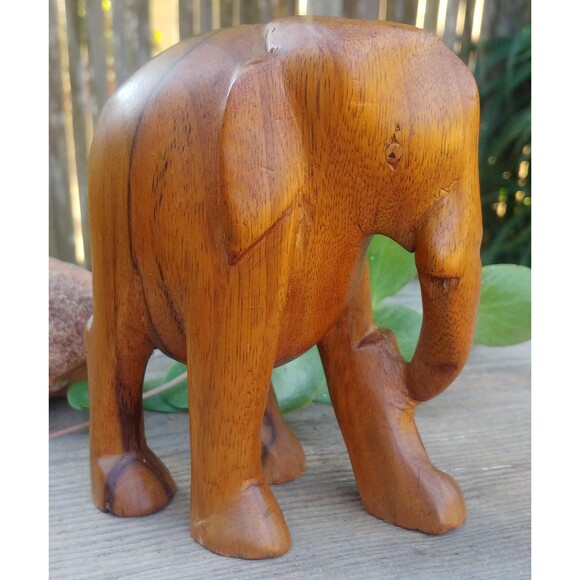 Vintage Hardwood Elephant // Decorative Wood Figurine - Picture 4 of 10